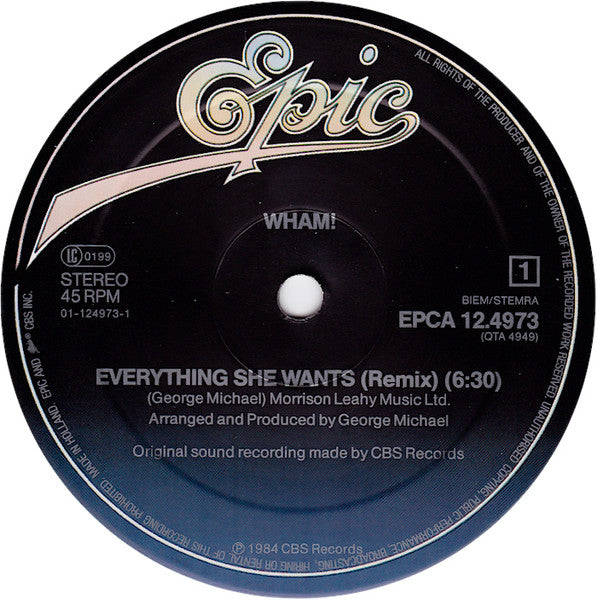Wham! : Everything She Wants (Remix) (12", Maxi)