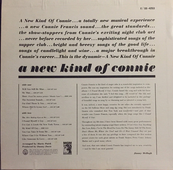 Connie Francis : A New Kind Of Connie (LP, Album, Mono)