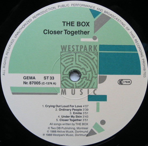 The Box (4) : Closer Together (LP, Album)