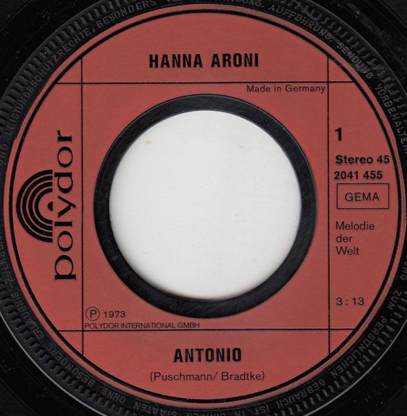 Hanna Aroni : Antonio (7", Single)