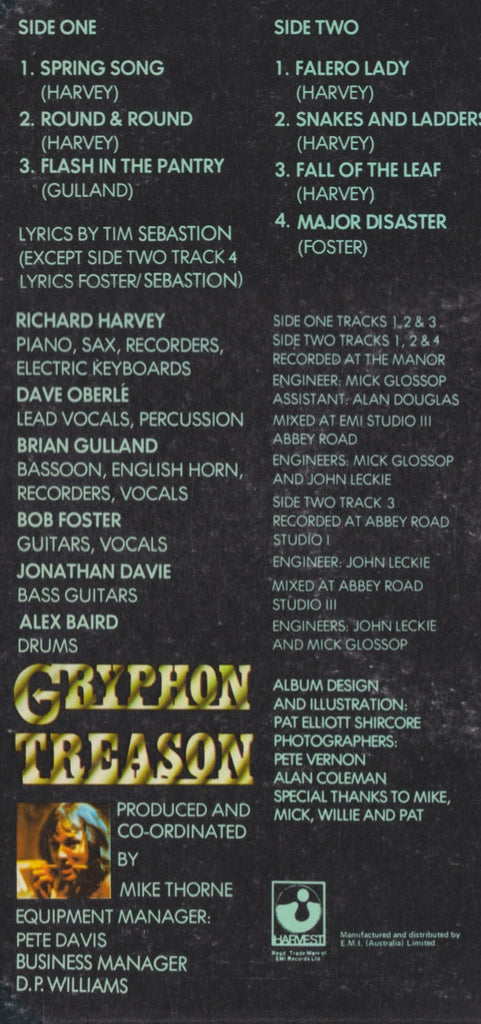 Gryphon : Treason (LP, Album)