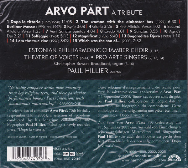 Arvo Pärt : A Tribute (CD, Comp)