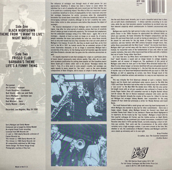 Gerry Mulligan : The Jazz Combo From "I Want To Live!" (LP, Album)