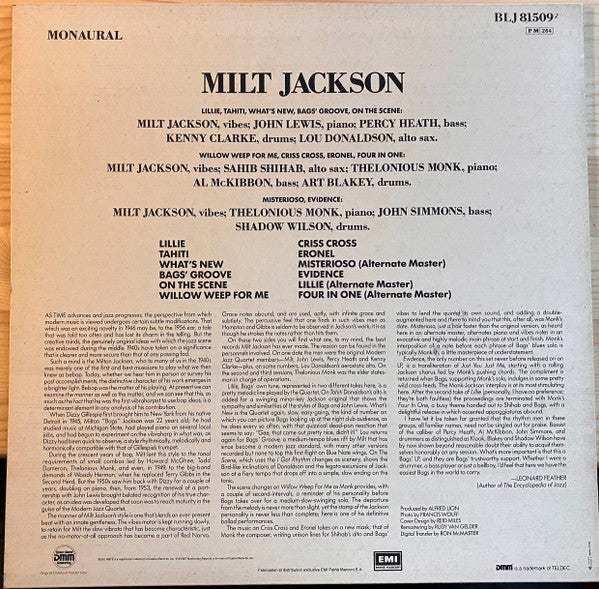 Milt Jackson With John Lewis (2), Percy Heath, Kenny Clarke, Lou Donaldson And The Thelonious Monk Quintet : Milt Jackson With John Lewis, Percy Heath, Kenny Clarke, Lou Donaldson And The Thelonious Monk Quintet (LP, Comp, Mono, RE, RM)