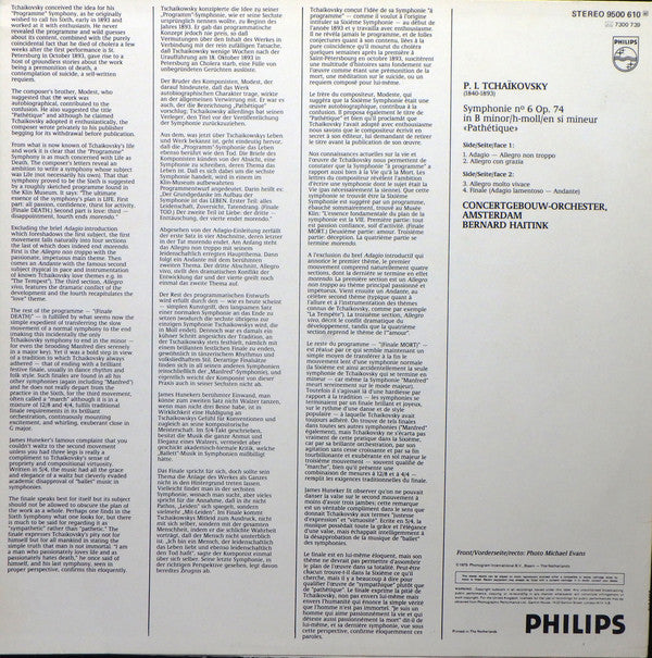 Pyotr Ilyich Tchaikovsky, Concertgebouworkest, Bernard Haitink : Symphony No. 6 »Pathétique« (LP)