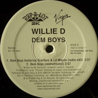 Willie D : Dem Boys (12", Promo)