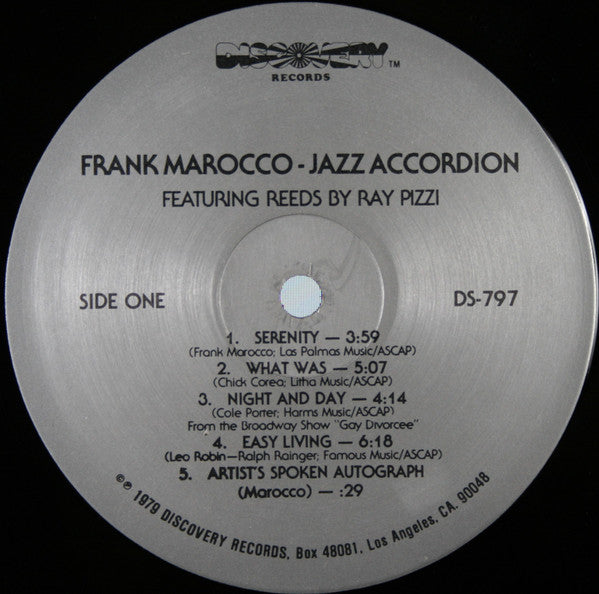 Frank Marocco Featuring Reeds By Ray Pizzi : Jazz Accordion (LP, Album)