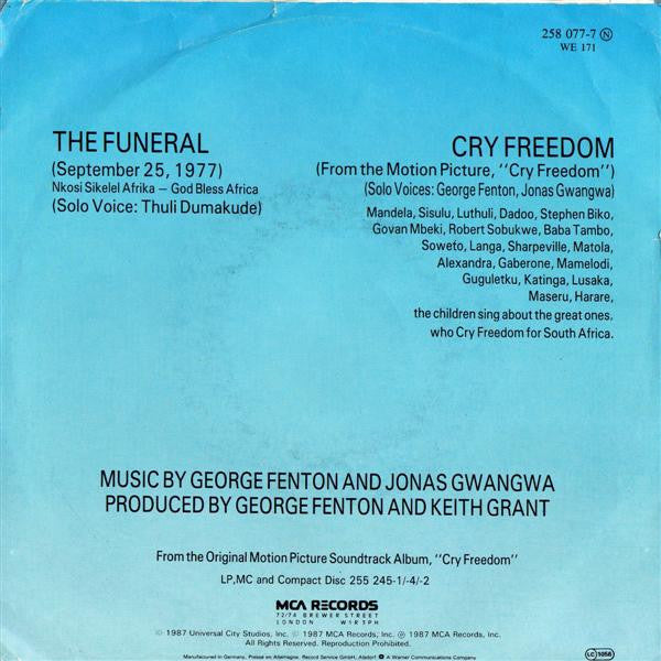George Fenton And Jonas Gwangwa : Cry Freedom (7", Single)