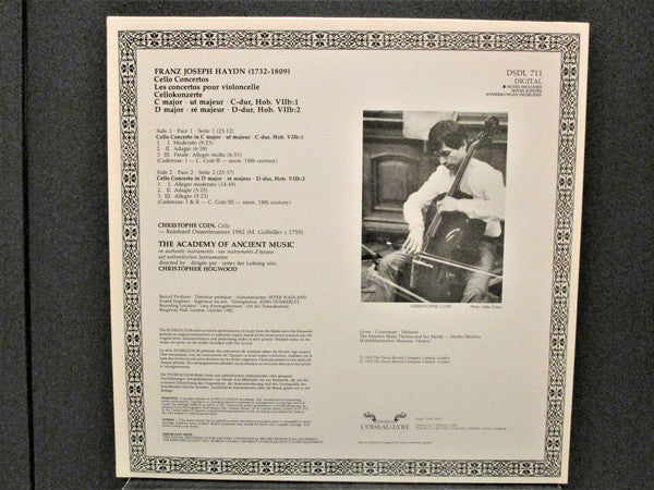 Franz Joseph Haydn* - Christophe Coin, The Academy Of Ancient Music, Christopher Hogwood : Cello Concertos ∙ Les Concertos Pour Violoncelle ∙ Cellokonzerte (LP)