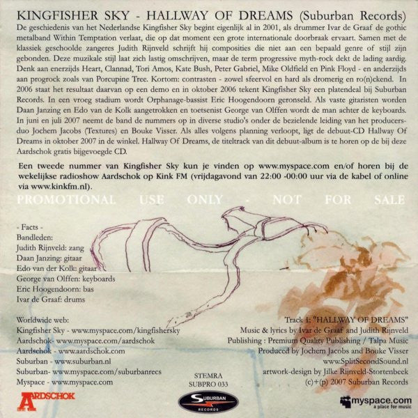 Kingfisher Sky : Hallway Of Dreams (CD, Single, Promo)
