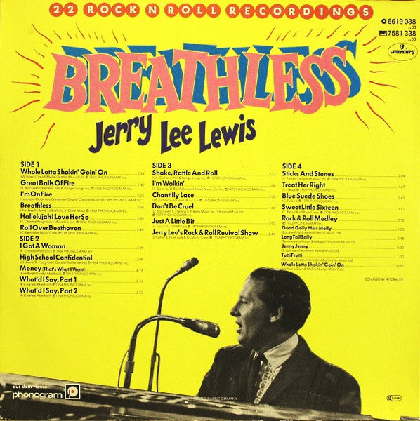 Jerry Lee Lewis : Breathless (22 Rock N Roll Recordings) (2xLP, Comp, Gat)