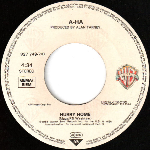 a-ha : Touchy! (7", Single)