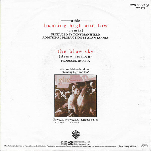 a-ha : Hunting High And Low (Remix) (7", Single)