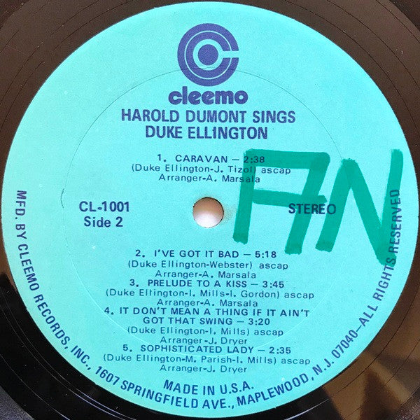 Harold Dumont : Harold Dumont Sings Duke Ellington (LP, Album)