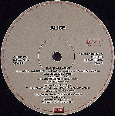 Alice (4) : Falsi Allarmi (LP, Album)