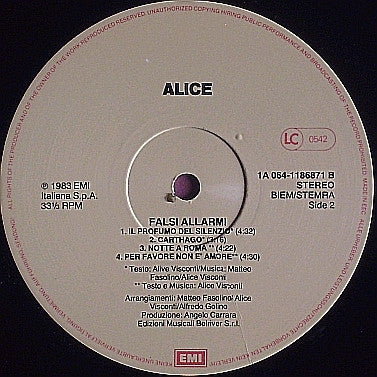 Alice (4) : Falsi Allarmi (LP, Album)