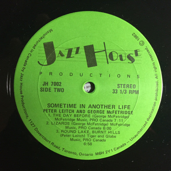 Peter Leitch And George McFetridge : Sometime In Another Life (LP)