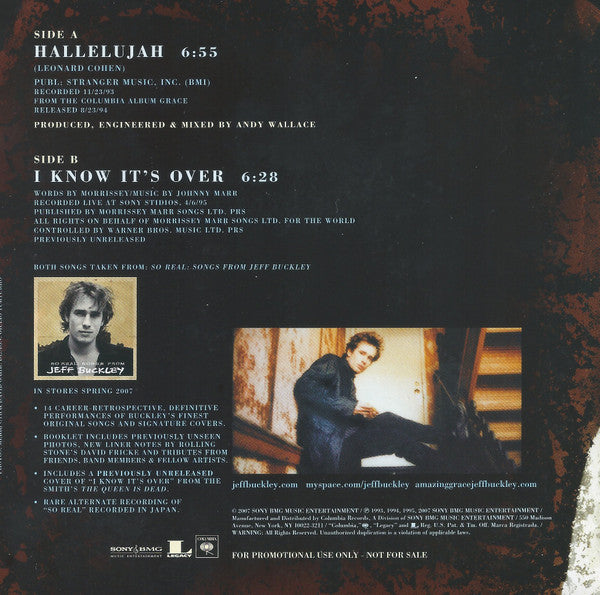 Jeff Buckley : Hallelujah (7", Promo, Blu)