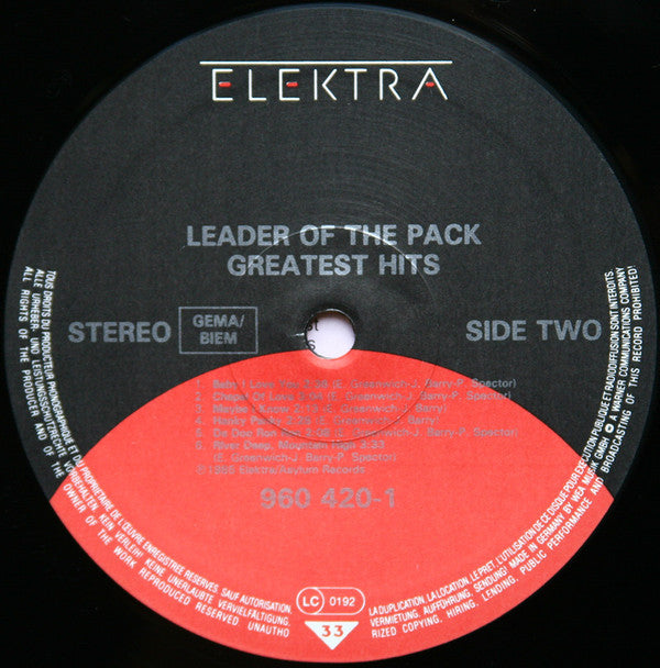 Various : Greatest Hits From Leader Of The Pack (Original Broadway Cast) (LP, Comp)