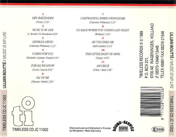 Lillian Boutté & Her Musical Friends : Music Is My Life (CD, Album)