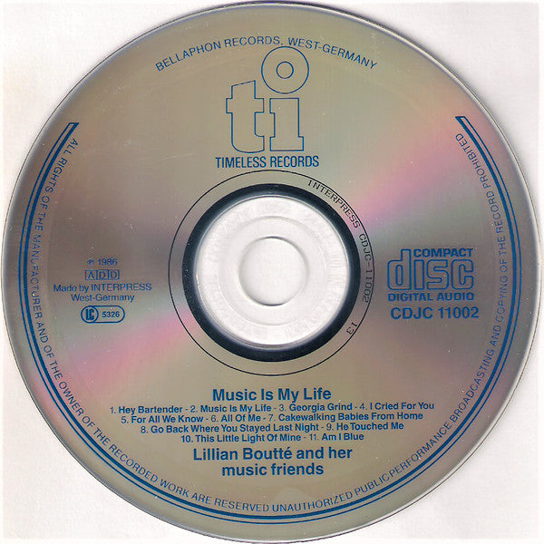 Lillian Boutté & Her Musical Friends : Music Is My Life (CD, Album)