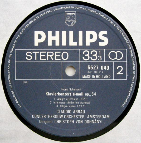 Edvard Grieg, Robert Schumann - Claudio Arrau, Concertgebouworkest, Christoph von Dohnányi : Die Klavierkonzerte = The Piano Concertos (LP)