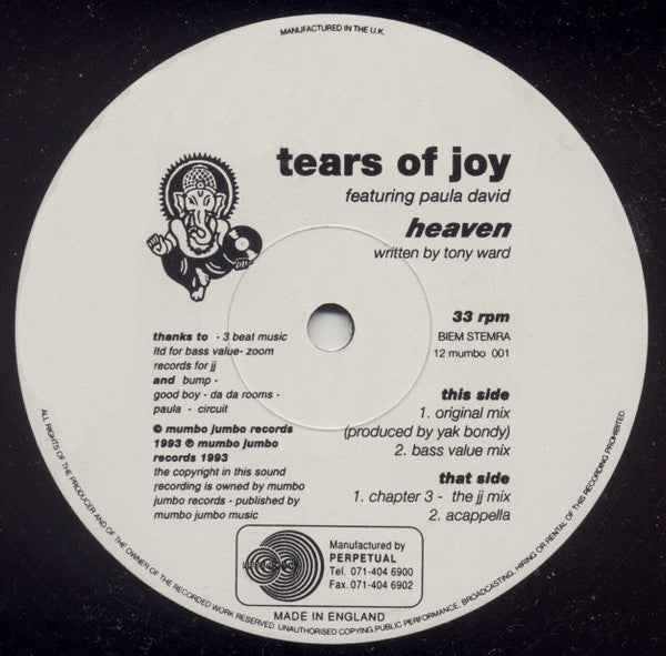 Tears Of Joy (5) Feat.  Paula David* : Heaven (12")