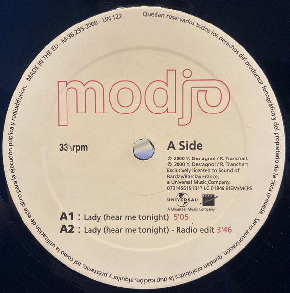 Modjo : Lady (Hear Me Tonight) (12")