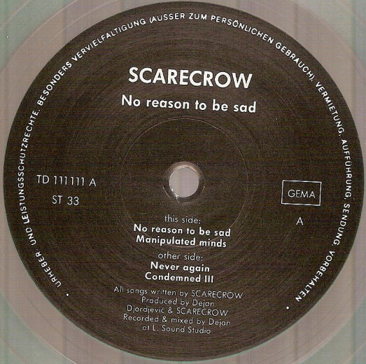 Scarecrow (6) : No Reason To Be Sad (7", EP, Ltd, Num, Gre)