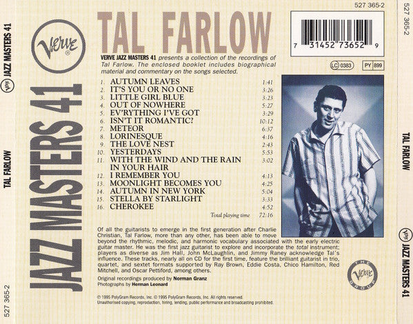 Tal Farlow : Verve Jazz Masters 41 (CD, Comp)