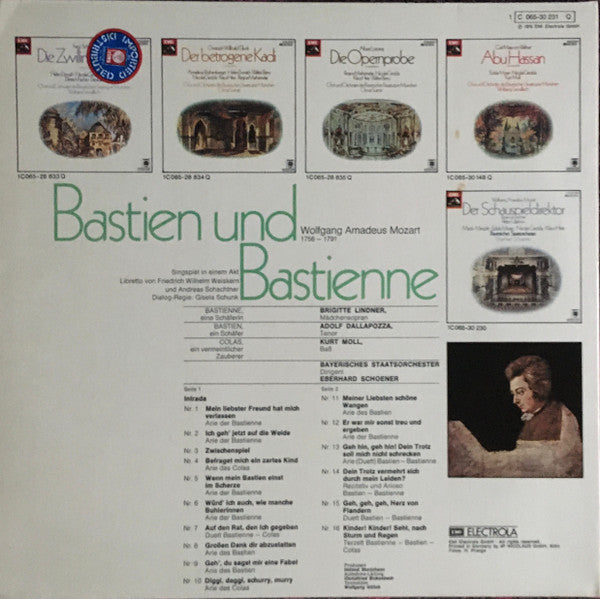 Wolfgang Amadeus Mozart, Brigitte Lindner, Adolf Dallapozza, Kurt Moll, Bayerisches Staatsorchester, Eberhard Schoener : Bastien Und Bastienne (LP, Quad)