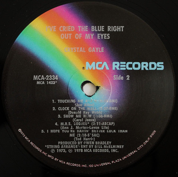 Crystal Gayle : I've Cried The Blue Right Out Of My Eyes (LP, Album, Comp)