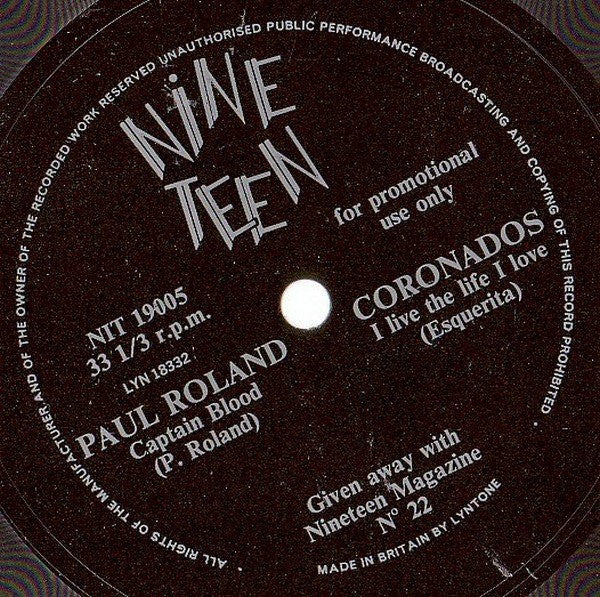 Paul Roland / Les Coronados : Captain Blood / I Live The Life I Love (Flexi, 7", S/Sided, Promo)