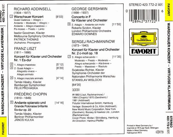 Richard Addinsell · Franz Liszt · Frédéric Chopin · George Gershwin · Sergei Vasilyevich Rachmaninoff : Warschauer Konzert (Virtuose Klaviermusik) (CD, Comp, RE)