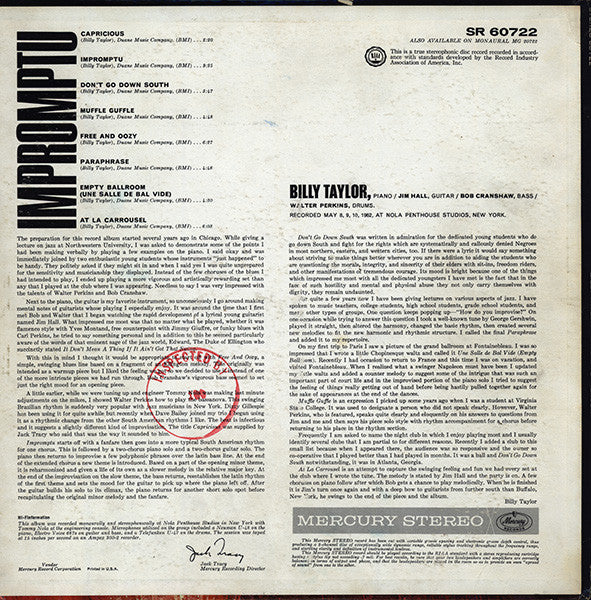 Billy Taylor : Impromptu (LP)