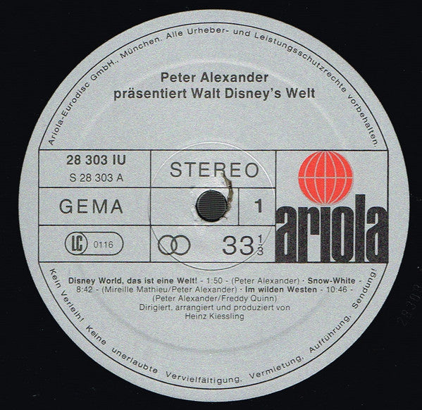 Peter Alexander : Peter Alexander Präsentiert Walt Disney's Welt (LP, Album, Gat)