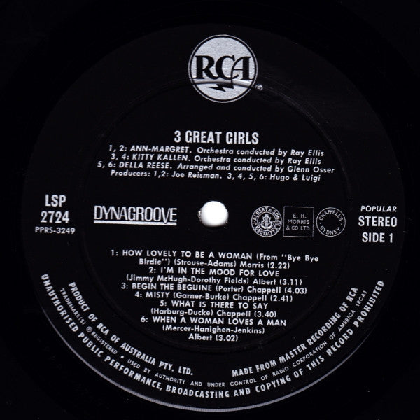 Ann-Margret* - Kitty Kallen - Della Reese : 3 Great Girls (LP, Album)