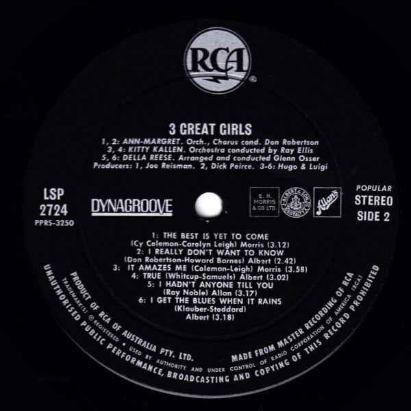 Ann-Margret* - Kitty Kallen - Della Reese : 3 Great Girls (LP, Album)