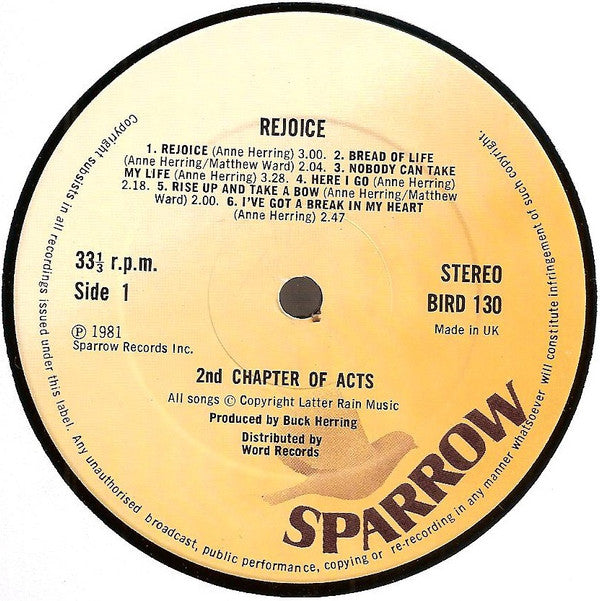 2nd Chapter Of Acts : Rejoice (LP, Album)