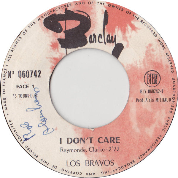 Los Bravos : I Don't Care (7", Single)