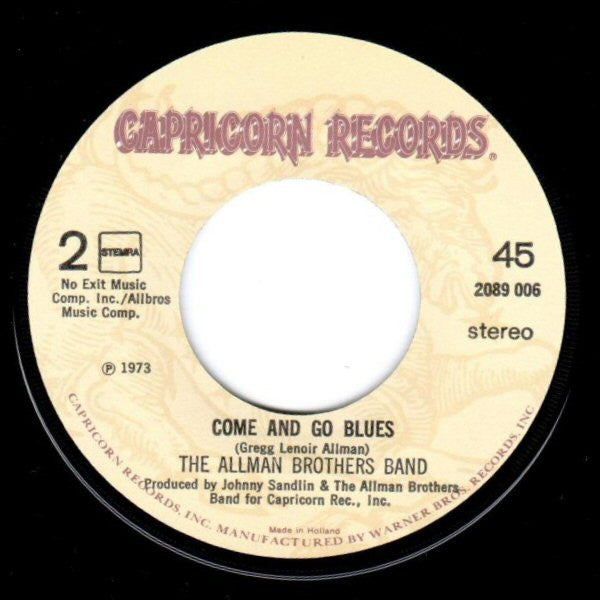 The Allman Brothers Band : Jessica (7", Single, RE)