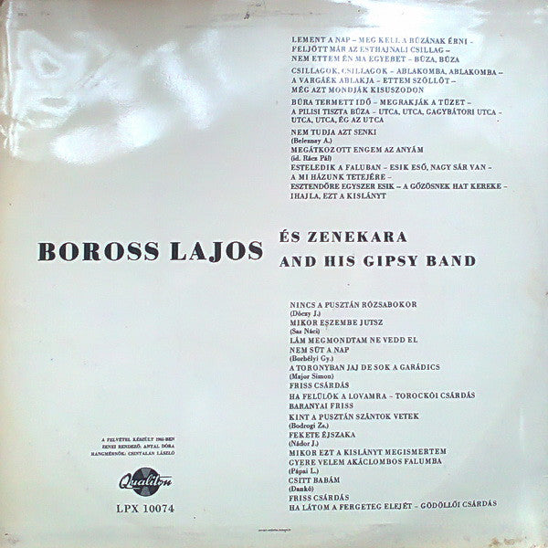 Boross Lajos És Zenekara : Songs Of The Puszta (LP, Album)