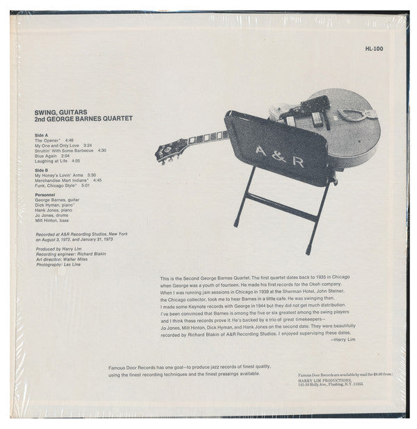 2nd George Barnes Quartet With Dick Hyman And Hank Jones : Swing, Guitars (LP, Album)