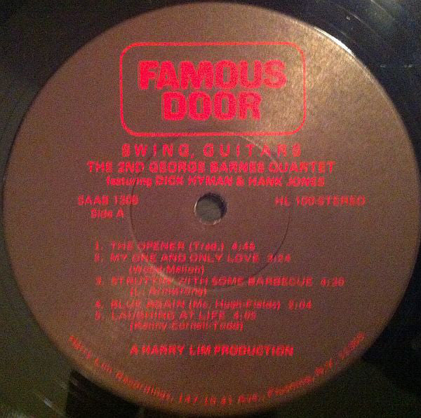 2nd George Barnes Quartet With Dick Hyman And Hank Jones : Swing, Guitars (LP, Album)