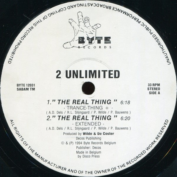 2 Unlimited : The Real Thing (12", Single)