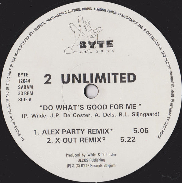 2 Unlimited : Do What's Good For Me (12")