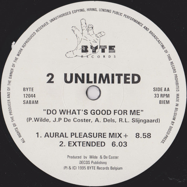 2 Unlimited : Do What's Good For Me (12")