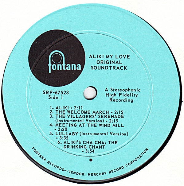 Manos Hadjidakis : Original Motion Picture Sound Track "Aliki-my Love" (LP)