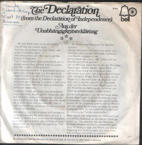 The Fifth Dimension : The Declaration (7", Single)