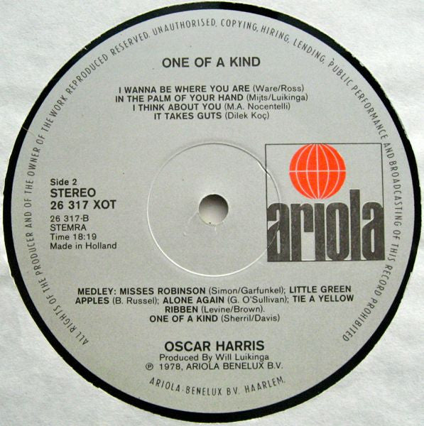 Oscar Harris : One Of A Kind (LP, Album)